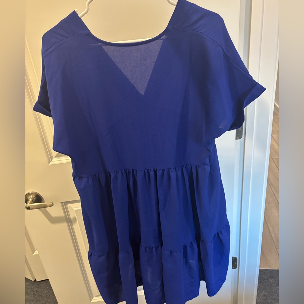 Royal Blue Ruffle Hem Dress - Picture 4 of 4